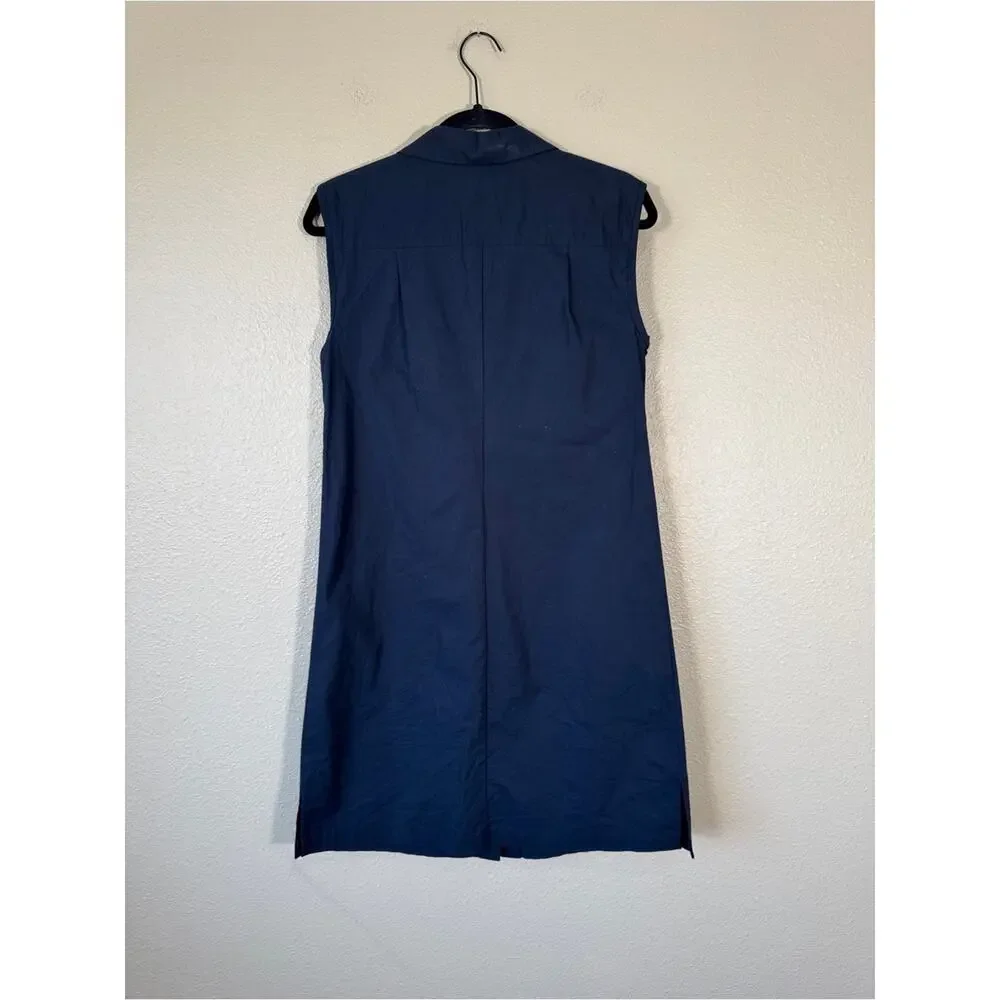 Michael Kors Navy Blue Button Down Shirt Dress Womens S Preppy Casual Basic Mini